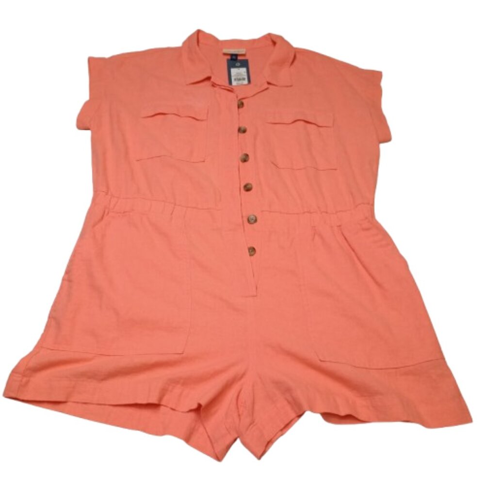 Universal Thread Women's Short Sleeve Romper Coral Pink Size 16 NWT - Picture 4 of 5